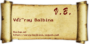 Váray Balbina névjegykártya
